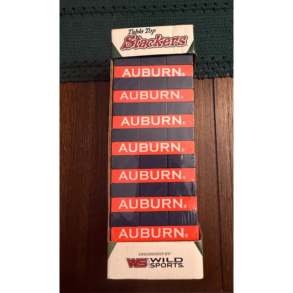 Wild Sports Auburn Tigers Table Top Stackers Game 54 Pine Blocks STKTTC-AUB